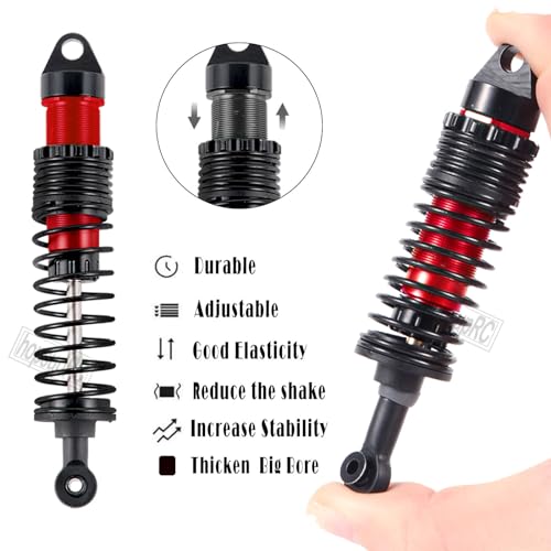 Front Rear Assembled Full Metal Shocks Upgrades Part for 1/10 Slash/Stampede/Rustler/Bandit VXL 4X4 2WD,Full Aluminum Big Bore RC Shocks Absorber Damper,4PCS Red - color: 4pcs/red