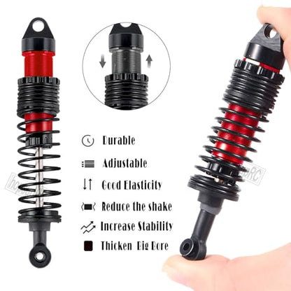 Front Rear Assembled Full Metal Shocks Upgrades Part for 1/10 Slash/Stampede/Rustler/Bandit VXL 4X4 2WD,Full Aluminum Big Bore RC Shocks Absorber Damper,4PCS Red - color: 4pcs/red