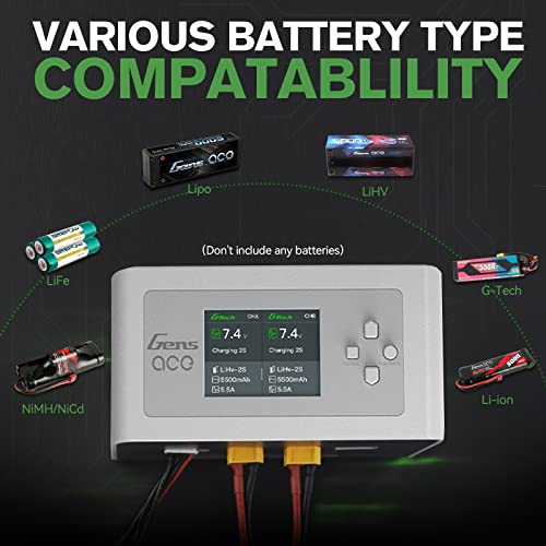 Gens Ace Lipo Battery Charger IMARS D300 G-Tech Series Smart Dual Lipo Charger 16A AC 300W DC 700W Lipo Charge（White）