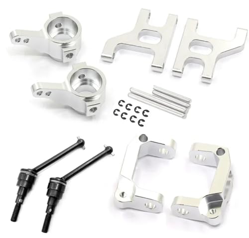 Front Lower Suspension Arm Hub Carrier Base C/Steering Cup/Metal Drive Shaft for 1/10 TAM-IYA CC01 TA02 TA03 4WD Buggy RC Car OP(Full Set Silver) - color: Full Set Silver
