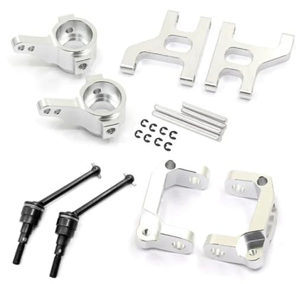 Front Lower Suspension Arm Hub Carrier Base C/Steering Cup/Metal Drive Shaft for 1/10 TAM-IYA CC01 TA02 TA03 4WD Buggy RC Car OP(Full Set Silver) - color: Full Set Silver