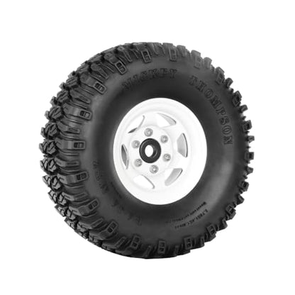 4PCS 1.55 Inch Aluminum Alloy Beadlock Wheel Rim Tyre and 95mm Rubber Tires Set for 1/10 RC Rock Crawler Car Upgrade Parts for Tamiya Axial AX90069 D90 TF2 CC01 LC70(6Spoke-White) - color: 6spoke-white