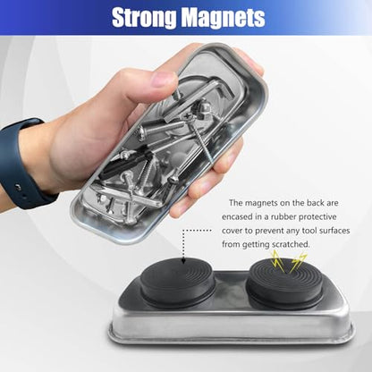 Magnetic Tray Holder 2pcs，Made of Stainless Steel，Strong Magnet，Magnetic Tray for Mechanic's and Automotive