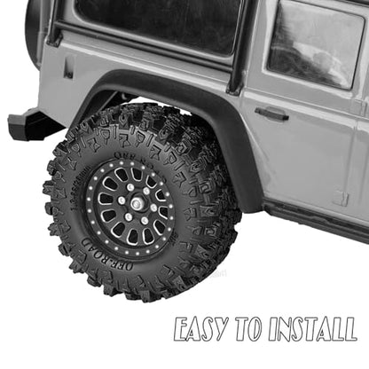 Rc 1.3 Beadlock Wheel Tires/Wheel Rims for 1/24 1/18 SCX24 TRX4M RC Crawler Car,Aluminum 1.3 Beadlock Wheels and Tires,Rc Tires with Foam Inserts,Black(4PCS) - color: Black - (Rc Wheels Tires)