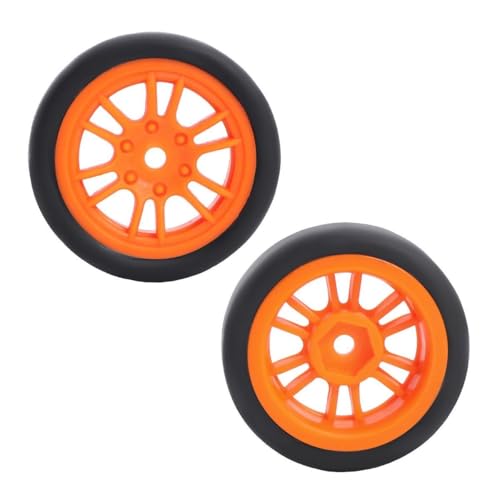 4PCS Finished Flat Running Drift Tires and Wheels 7MM Hexagon for 1/24 Losi Micro B Upgrades and 1/28 Losi Micro T Upgrades (b Orange) - color: B Orange