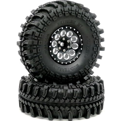 1.9 Tires Height 4.75" (121mm) Mounted on 1.9 Beadlock Wheels Black Fit 1/10 Crawler Redcat Gen8 Traxxas TRX-4 Tamiay CC01 Axial SCX10 Mud Crawler Badland Terrain, (4-Pack, Assembled) - color: Black