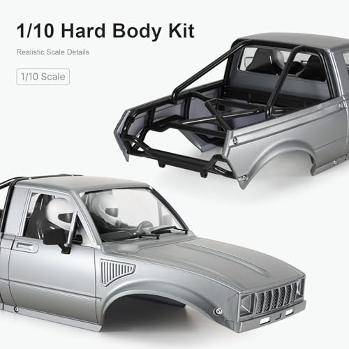 INJORA IR60 Hard Body with Interior & Bed Cage for 1/10 RC Crawler (Gray) - color: Gray