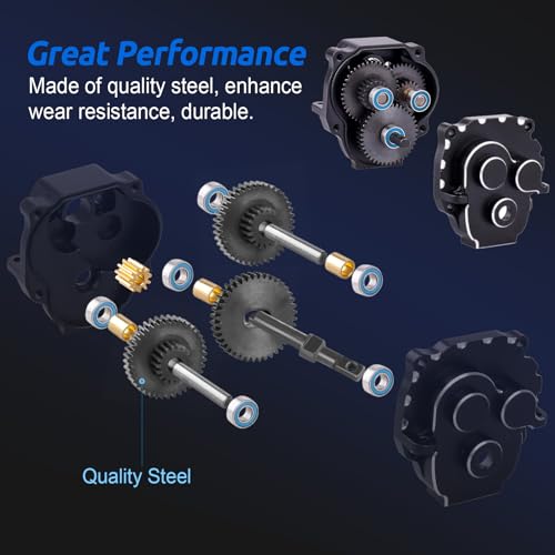 HobbyPark Metal Steel 16.6:1 Ratio Transmission Gear Pinion Set Gears w/Brass Motor Pinion for TRX4M TRX4MT 1/18 RC Crawler Car