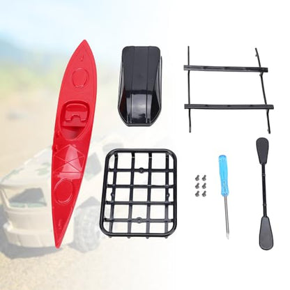 Drfeify RC Crawler Roof Rack Set, RC Crawler Truck Upgrade Accessories with Canoe and Box for Adventure Style Decoration
