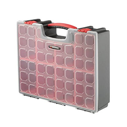 INTERTOOL Hardware Organizer with 8 Deep Removable Bins - Small Parts Storage Tool Box for Nuts, Bolts, Screws, Nails - 16.5" x 13" x 4.5" - Portable Handle Transparent Lid with Locks BX08-4034 - style: 8 Removeable Bins, Deep