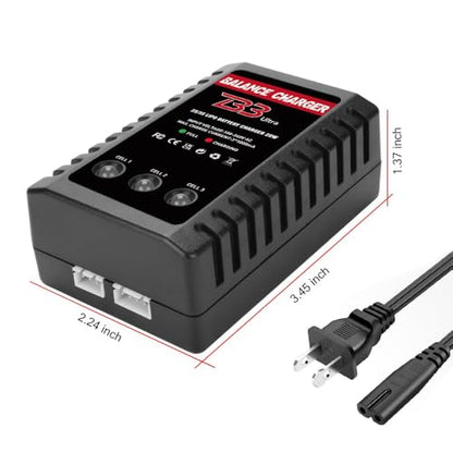 2S-3S LiPo Battery Charger, RC Balance Charger AC 7.4-11.1V Upgrade Version Compact RC Car Charger for XHR Plug Battery