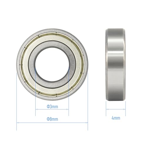 693ZZ 20 PCS Miniature Deep Groove Ball Bearing 3×8×4mm Double Metal Shielded Ball Bearing Chrome Steel P0 Z2 Bearing for Industrial Machine,Power Tools and Mechanical Equipment - size: 693ZZ Size 3×8×4mm