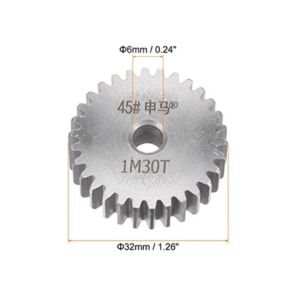 HARFINGTON Straight Spur Gear 6mm Bore 30T Mod-1 Hardened 45# Steel Spur Diff Differential Motor Gear RC Car Replacement Parts - style: 30T