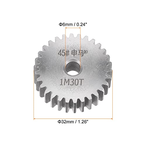 HARFINGTON Straight Spur Gear 6mm Bore 30T Mod-1 Hardened 45# Steel Spur Diff Differential Motor Gear RC Car Replacement Parts - style: 30T