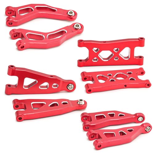 Front and Rear Suspension Arms Set ARA330839 ARA330840 Aluminum Alloy for Arrma Mojave Grom Mega 380 Desert Truck Upgrade Parts (Red)
