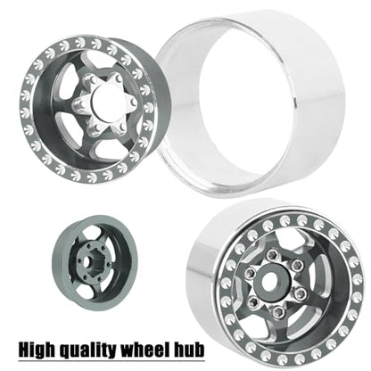 RC 1.0 Beadlock Truck Tires for 1/18 1/24 Trx4m SCX24 RC Crawler,RC Wheels Tires.Aluminum 1.0‘’ Beadlock Wheel Rim&1.0in Tires Tyres.Titanium(4PCS) - color: Bb-titanium