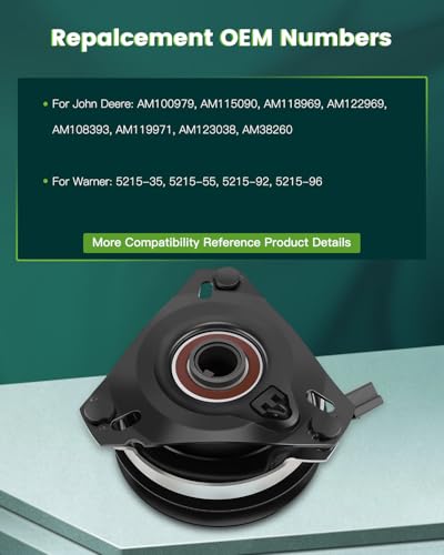 SCITOO Electric Lawnmower PTO Clutch Fit for Warner 5215-170 5215-35 | for John Deere AM100979 AM115090 AM118969 AM122969 |for Xtreme X0407 - style: AM100979