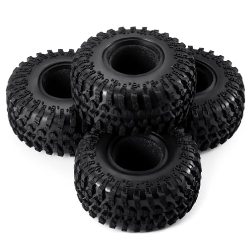 4Pcs 2.2" Crawler Mud Tires with Foam Inserts Snow Wheel Tyres OD 130mm Super Soft Rubber Tyres Compatible with Axial SCX10 90047 D90 D110 Tamiya CC01 TRX4 Gen8 1/10 RC Crawler Car Upgrades