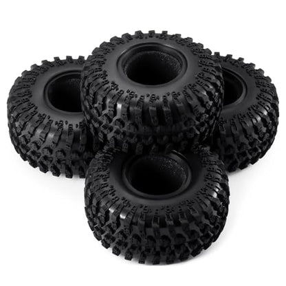 4Pcs 2.2" Crawler Mud Tires with Foam Inserts Snow Wheel Tyres OD 130mm Super Soft Rubber Tyres Compatible with Axial SCX10 90047 D90 D110 Tamiya CC01 TRX4 Gen8 1/10 RC Crawler Car Upgrades