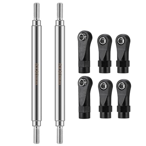 Straight Chassis Links - Stainless Steel Link Set High Clearance Linkage Link Rod with Plastic Rod Ends 50mm-100mm Compatible with 1/10 RC Crawler Axial SCX10 II III TRX4 (80mm) - color: 80mm