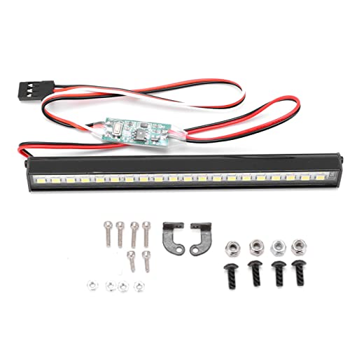RC Car Roof Rack with LED Light Bar Universal Stainless Steel Accessory for Crawler Climbing Truck Upgrade DIY Installation