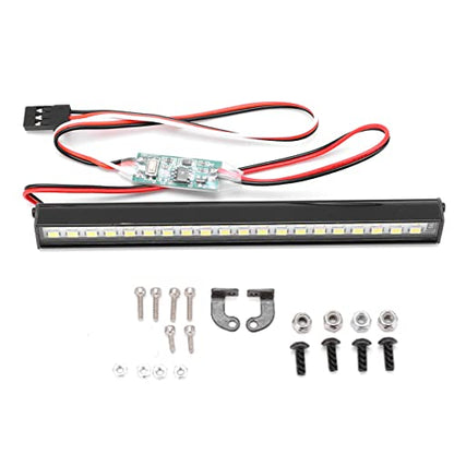 RC Car Roof Rack with LED Light Bar Universal Stainless Steel Accessory for Crawler Climbing Truck Upgrade DIY Installation