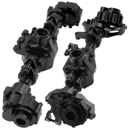 ShareGoo Aluminum Alloy Front & Rear Portal Axle Housing Set Compatible with Traxxas TRX4 Defender Bronco 1/10 RC Crawler Car Upgrades Part (Black) - color: Black