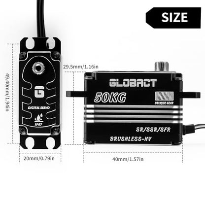 GLOBACT 50KG Brushless Servo Low-Profile for 1/8/ 1/10 RC Car Boat Airplane