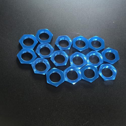 16pcs Aluminum Wheel Nuts 17mm Thread for 1/7 1/8 RC Model Car Trucks Off Road ARRMA 6s Karton Typhon Mojave HSP Redcat Himoto Upgrade Part Blue - color: Blue