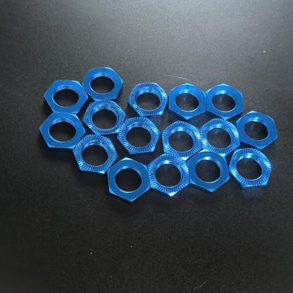 16pcs Aluminum Wheel Nuts 17mm Thread for 1/7 1/8 RC Model Car Trucks Off Road ARRMA 6s Karton Typhon Mojave HSP Redcat Himoto Upgrade Part Blue - color: Blue