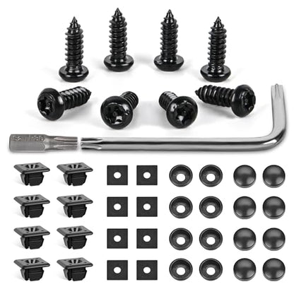 GOOACC 8 Sets Anti-Theft Stainless Steel License Plate Screw Kit | with Anti-Rust Stainless Steel Mounting Hardware & Nylon Fastener Nuts for Securing License Plate Frames on Cars Trucks SUVs - color: 8 Sets License Plate Screw