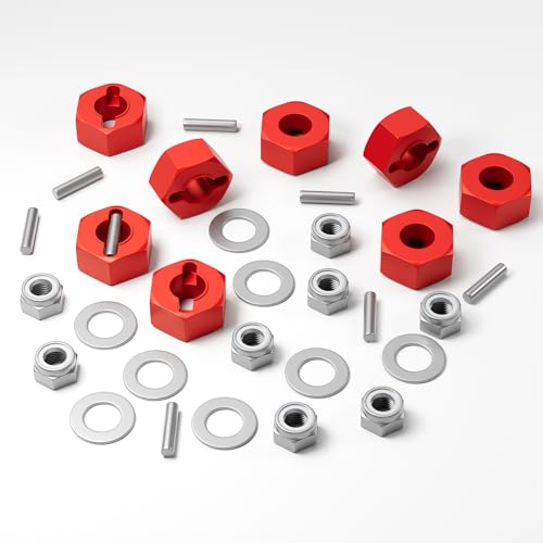 OGRC Anodized Aluminum Hex Wheel Hubs 12mm Upgrade and M4 Flanged Lock Nuts Washers Set for Traxxas Slash 4X4 Stampede Rustler Rally VXL and Nitro 4-Tec 4WD 1/10 RC Car (Replacement of 1654 3647) | 12mm Hex Hubs Wheel Hex Adaptor for 1/10 Traxxas Slash 4X