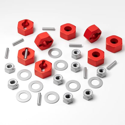 OGRC Anodized Aluminum Hex Wheel Hubs 12mm Upgrade and M4 Flanged Lock Nuts Washers Set for Traxxas Slash 4X4 Stampede Rustler Rally VXL and Nitro 4-Tec 4WD 1/10 RC Car (Replacement of 1654 3647) | 12mm Hex Hubs Wheel Hex Adaptor for 1/10 Traxxas Slash 4X