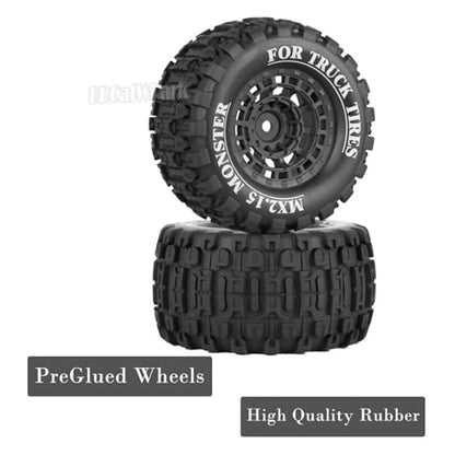 12mm Hex RC Wheel Tires for 1/16 Mini Maxx & Mini XRT,HSP 94186,E-Revo,L0 S1 1/18 Mini LMT RC Crawler Car Truck,RC Drift Wheels,Mini RC Truck Tires 4PCS,Black - color: Black - (12mm Hex Rc Wheel Tires)