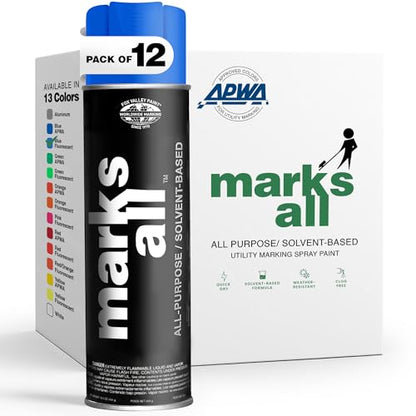 Fox Valley 18oz Marks All Solvent-Based Paint 12-Pack, Blue Fluorescent - color: Blue Fluorescent