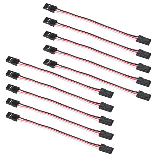 SD Racing Parts Servo Extension Cord Cable 100mm 10cm Male to Male 3-Pin for Futaba Servo Wire Pack of 10