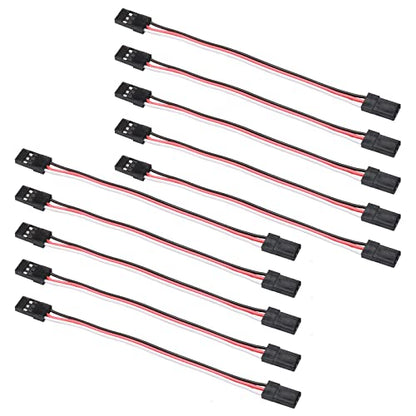 SD Racing Parts Servo Extension Cord Cable 100mm 10cm Male to Male 3-Pin for Futaba Servo Wire Pack of 10