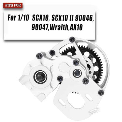 Aluminum Transmission Gearbox Upgrades Part for 1/10 SCX10, SCX10 II 90046,90047,Wraith,AX10 RC Crawler Truck,Center Transmission Gearbox Hops up,Silver - color: Silver(for 1/10 Axial)