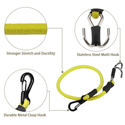 2pcs 280mm Elastic Strap Escape Rope Kinetic Winch Strap with Rescue Trailer Hook for 1/18 1/24 RC Crawler Car TRX4M High Trail SCX24 FCX24 (Yellow) - color: Yellow