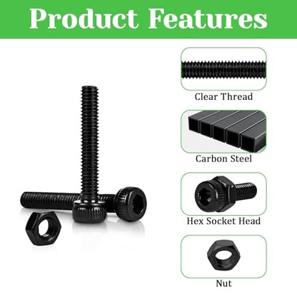 140Pcs M3 x 30mm Hex Socket Head Cap Screws Bolts, Carbon Steel, Black Oxide Finish, Allen Socket Drive, Full Threads,with Hex Spanner - size: M3 x 30-140Pcs-Silver