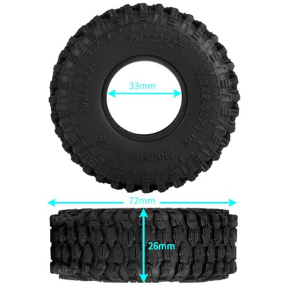 4PCS 1.3" Beadlock Tires with Foam Insert for 1/24 Axial SCX24 AX24 1/18 TRX4M RC Crawler Truck Car Upgrade Parts (E Style) - color: #E Style