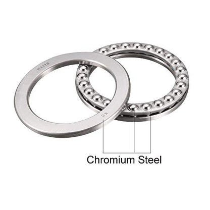 uxcell 51115 Miniature Thrust Ball Bearing 75mm x 100mm x 19mm Chrome Steel with Washer 2pcs - size: 75mmx100mmx19mm
