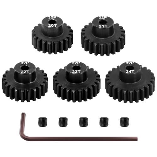 OGRC 32P Pinion Gear 20T 21T 22T 23T 24T 3.175mm Shaft Pinion Gears | 0.8 Mod, Hardened Steel, 3.175mm Shaft, Fits 1/10 RC Short Course Drift Rally Car