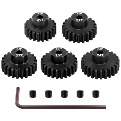OGRC 32P Pinion Gear 20T 21T 22T 23T 24T 3.175mm Shaft Pinion Gears | 0.8 Mod, Hardened Steel, 3.175mm Shaft, Fits 1/10 RC Short Course Drift Rally Car