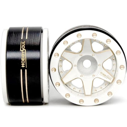 HOBBYSOUL Adjustable Offset 1.0 Beadlock Wheels Rims Negative Offset Brass Heavy 1.0 Wheels 38g/Rim for RC Micro Crawler 1/18 TRX4M Axial SCX24 90081, (4-Pack) - color: White
