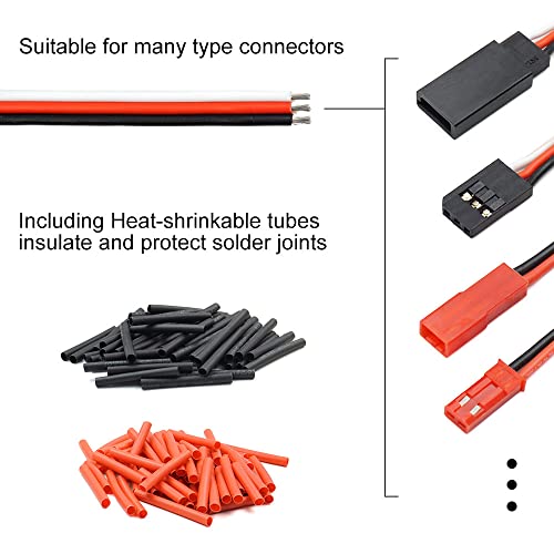 Servo Extension Cable Wire 22AWG 26AWG 60 Cores Lead 3P Line for RC Cars Drones Boats Planes Model Accessories (22AWG 30feet)