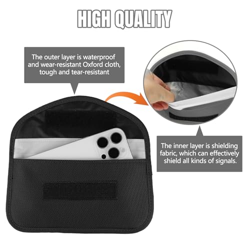 2PCS Faraday Bag for Phones and Car Keys, Keyless Entry RFID Signal Blocking Bag Key Fob Protector, Anti-Theft Faraday Pouch for Cell Phone Privacy Protection, Signal Shielding (Black) - color: Black