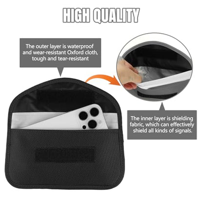 2PCS Faraday Bag for Phones and Car Keys, Keyless Entry RFID Signal Blocking Bag Key Fob Protector, Anti-Theft Faraday Pouch for Cell Phone Privacy Protection, Signal Shielding (Black) - color: Black
