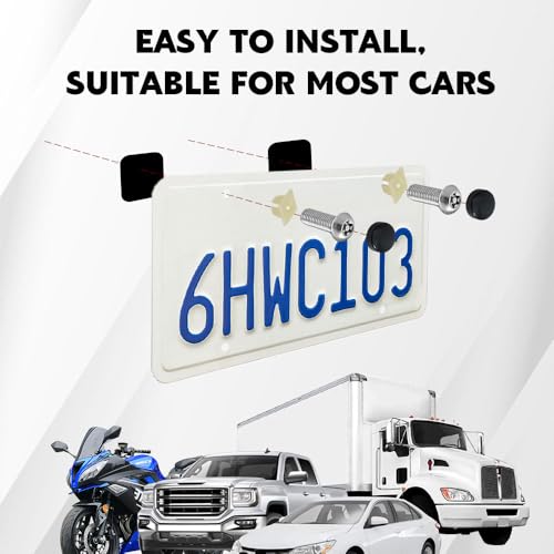 Anti Theft License Plate Screws Kits, License Plate Screw Caps, Stainless Steel Car Tag Holder Bolts Fasteners Kit, Car M6 (1/4") Tamper Proof Fastener Nut & Cap for Frame Mounting (Style 1)