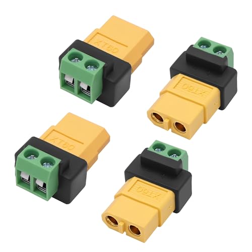 MEIRIYFA XT60 Solderless Connector Female to 2Pin Screw Terminal Adapter for Solar Panel、Portable Power Station,Unmanned Aerial Vehicles, Model Aircraft Plug 4Pcs